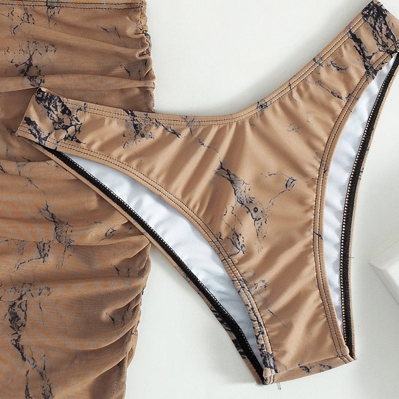 Costume trois pièces bikini fendu