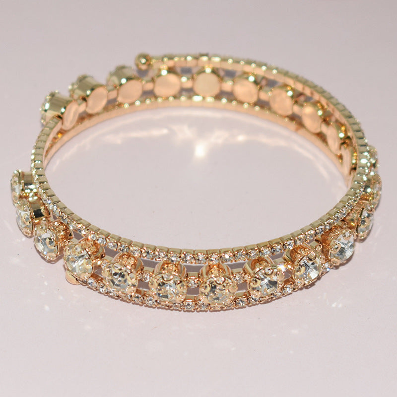Full Rhinestone Wrapped Open Bracelet For Women